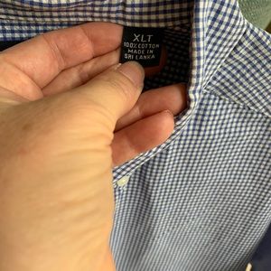 XLT Micro-checked Blue Cotton Short Sleeved Shirt